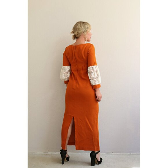 1960's Deadstock, Vintage Madison Pumpkin Dress // Women's Extra Small to Small - Picture 8 of 10